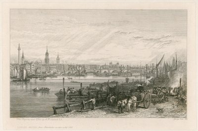 Bouw van de nieuwe London Bridge, 1826 door Augustus Wall Callcott